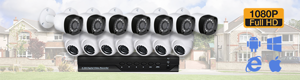 Система видеонаблюдения из 10 камер видеонаблюдения для коттеджа с качаством изображения FullHD (1080P).