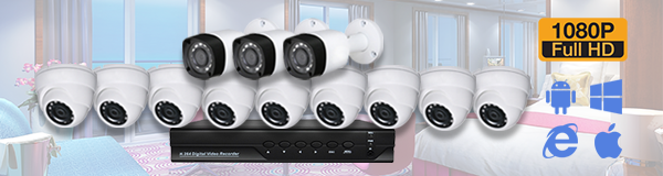 Система видеонаблюдения из 12 камер видеонаблюдения для гостиницы с качеством изображения FullHD (1080P).