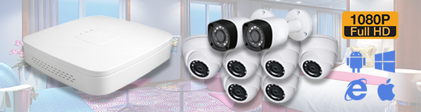 Система видеонаблюдения из 8 камер видеонаблюдения для гостиницы с качеством изображения FullHD (1080P).