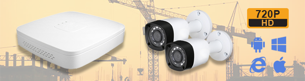 Система видеонаблюдения на стройплощадке из 2 камер с качеством изображения HD (720P).
