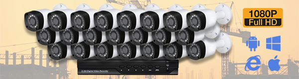 Система видеонаблюдения из 22 камер видеонаблюдения на стройплощадке с качеством изображения FullHD (1080P).