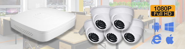 Система видеонаблюдения из 5 камер видеонаблюдения для офиса с качаством изображения FullHD (1080P).