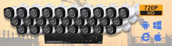 Система видеонаблюдения на стройплощадке из 27 камер с качеством изображения HD (720P).