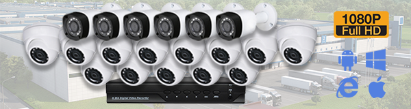 Система видеонаблюдения из 19 камер видеонаблюдения для предприятия с качаством изображения FullHD (1080P).