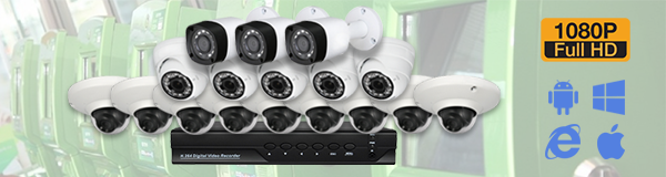 Система видеонаблюдения из 17 камер видеонаблюдения для Банка с качеством изображения FullHD (1080P).
