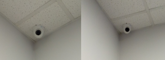 Купоьные камеры видеонаблюдения установленные на потолок "армстронг".