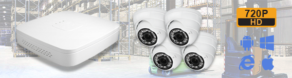 Система видеонаблюдения для склада из 4 камер с качаством изображения HD (720P).