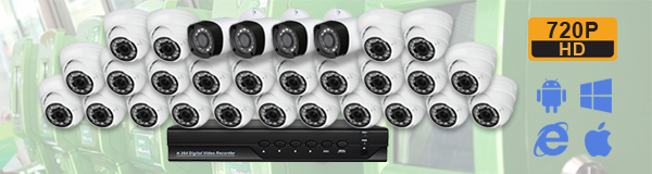 Система видеонаблюдения для Банка из 29 камер с качеством изображения HD (720P).