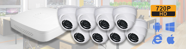 Система видеонаблюдения для офиса из 8 камер с качаством изображения HD (720P).