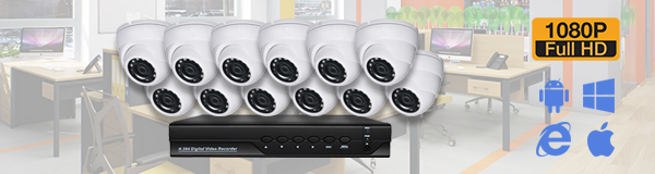 Система видеонаблюдения из 12 камер видеонаблюдения для офиса с качаством изображения FullHD (1080P).