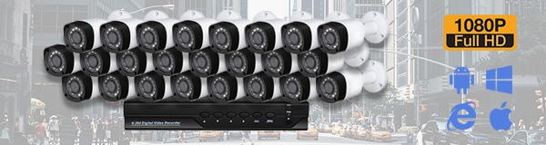 Система видеонаблюдения из 24-х камер видеонаблюдения для уличной установки с качаством изображения FullHD (1080P).