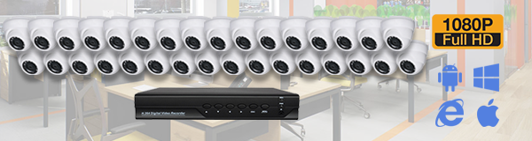 Система видеонаблюдения из 32-х камер видеонаблюдения для офиса с качаством изображения FullHD (1080P).