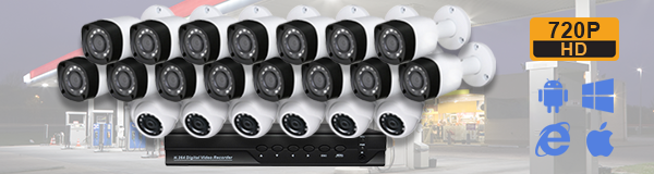 Система видеонаблюдения для АЗС из 21 камер с качеством изображения HD (720P).