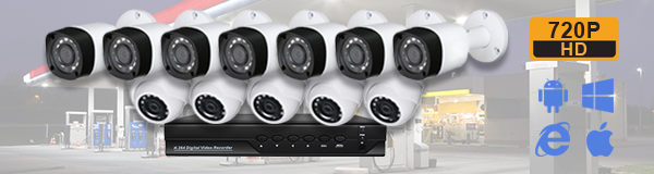 Система видеонаблюдения для АЗС из 12 камер с качеством изображения HD (720P).