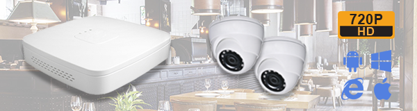 Система видеонаблюдения в ресторане из 2 камер с качеством изображения HD (720P).