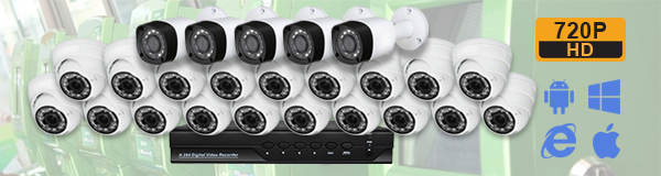 Система видеонаблюдения для Банка из 24 камер с качеством изображения HD (720P).