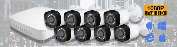 Система видеонаблюдения из 8 камер видеонаблюдения для уличной установки с качаством изображения FullHD (1080P).