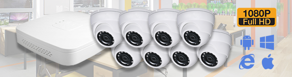 Система видеонаблюдения из 8 камер видеонаблюдения для офиса с качаством изображения FullHD (1080P).
