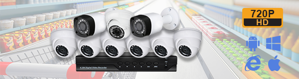 Система видеонаблюдения для магазина из 9 камер с качаством изображения HD (720P).