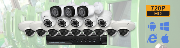 Система видеонаблюдения для Банка из 17 камер с качеством изображения HD (720P).