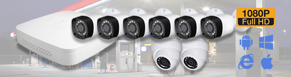 Система видеонаблюдения из 8 камер видеонаблюдения для АЗС с качеством изображения FullHD (1080P).