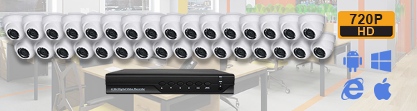 Система видеонаблюдения для офиса из 32 камер с качаством изображения HD (720P).