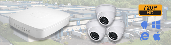 Система видеонаблюдения для предприятия из 3 камеры с качаством изображения HD (720P).