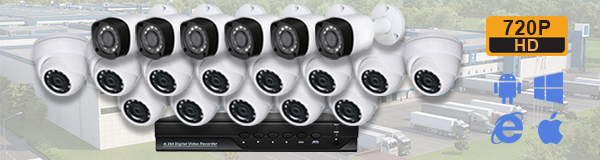 Система видеонаблюдения для предприятия из 19 камер с качаством изображения HD (720P).