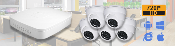 Система видеонаблюдения для офиса из 5 камер с качаством изображения HD (720P).