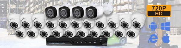 Система видеонаблюдения для склада из 25 камер с качаством изображения HD (720P).