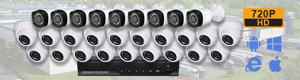 Система видеонаблюдения для предприятия из 28 камер с качаством изображения HD (720P).
