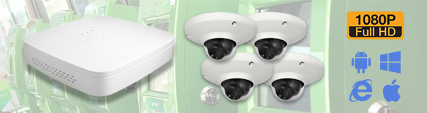 Система видеонаблюдения из 4 камеры видеонаблюдения для Банка с качеством изображения FullHD (1080P).