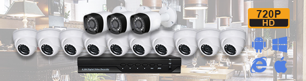 Система видеонаблюдения в ресторане из 13 камер с качеством изображения HD (720P).