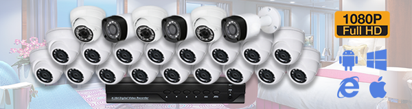Система видеонаблюдения из 23 камер видеонаблюдения для гостиницы с качеством изображения FullHD (1080P).