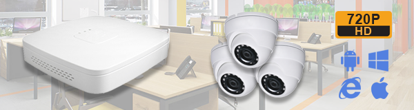Система видеонаблюдения для офиса из 3-х камер с качаством изображения HD (720P).