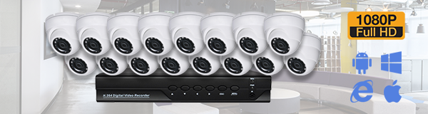 Система видеонаблюдения из 16 камер видеонаблюдения для уличной установки с качаством изображения FullHD (1080P).