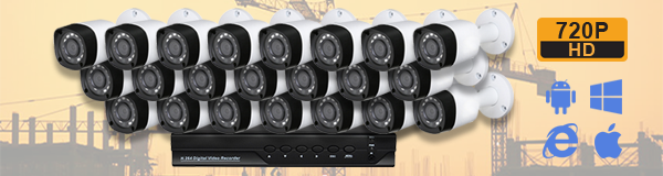 Система видеонаблюдения на стройплощадке из 22 камер с качеством изображения HD (720P).