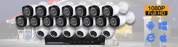 Система видеонаблюдения из 21 камер видеонаблюдения для АЗС с качеством изображения FullHD (1080P).