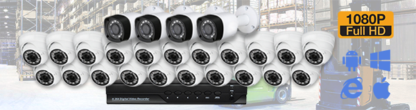 Система видеонаблюдения из 25 камер видеонаблюдения для склада с качаством изображения FullHD (1080P).