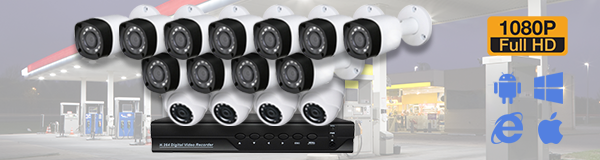 Система видеонаблюдения из 15 камер видеонаблюдения для АЗС с качеством изображения FullHD (1080P).