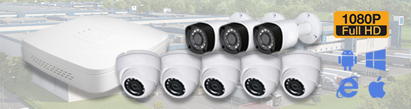 Система видеонаблюдения из 8 камер видеонаблюдения для предприятия с качаством изображения FullHD (1080P).