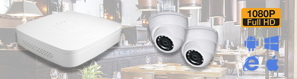Система видеонаблюдения из 2 камеры видеонаблюдения в ресторане с качеством изображения FullHD (1080P).