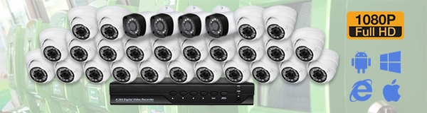 Система видеонаблюдения из 29 камер видеонаблюдения для Банка с качеством изображения FullHD (1080P).
