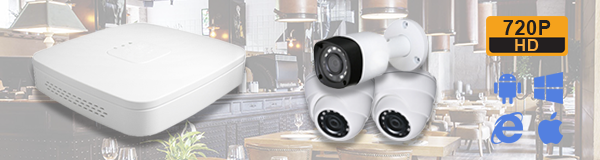 Система видеонаблюдения в ресторане из 3 камеры с качеством изображения HD (720P).
