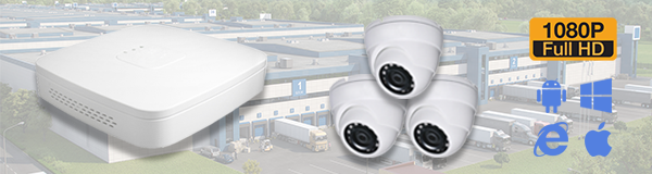 Система видеонаблюдения из 3 камеры видеонаблюдения для предприятия с качаством изображения FullHD (1080P).