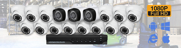 Система видеонаблюдения из 17 камер видеонаблюдения для склада с качаством изображения FullHD (1080P).