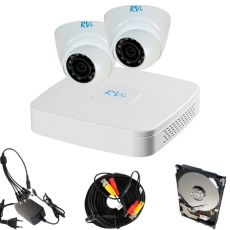 Vid0102v1(Rvi) Комплект видеонаблюдения из 2 купольных камер HD
