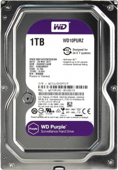 Жесткий диск 1TB SATA 6Gb/s Western Digital WD10PURZ 3.5" WD Purple DV IntelliPower 64MB 24x7 Bulk