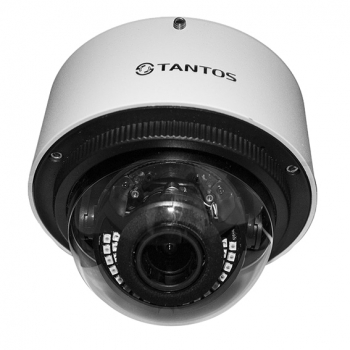 TSi-Vn425VPZ (2.8-12) 4 мегапиксельная миниатюрная купольная уличная антивандальная камера с аналитикой и моторизированным объективом, ИК подсветка до 30м