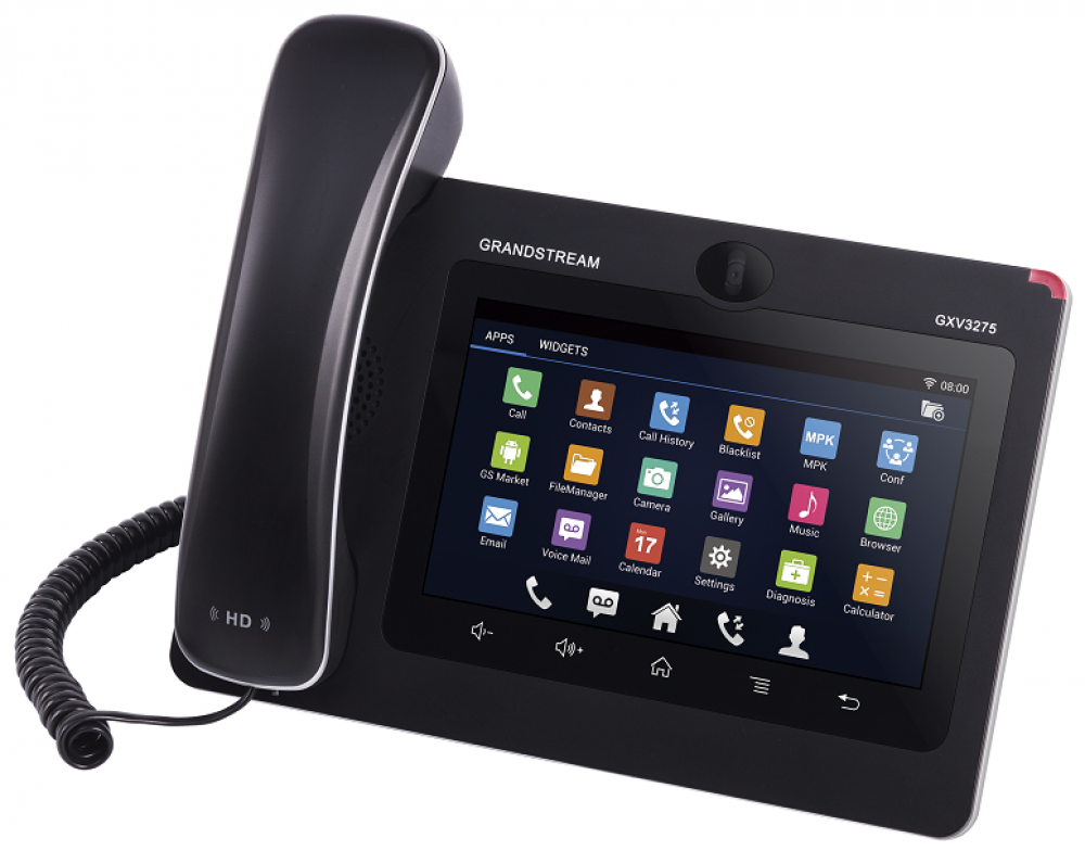 GXV3275 Видеофон на ОС Андроид, дисплей диагональю 7", Wi-Fi, Bluetooth, установка модулей расширения, мультитачскрин, 3-х сторонняя видеоконференция, 6 SIP аккаунтов, PoE